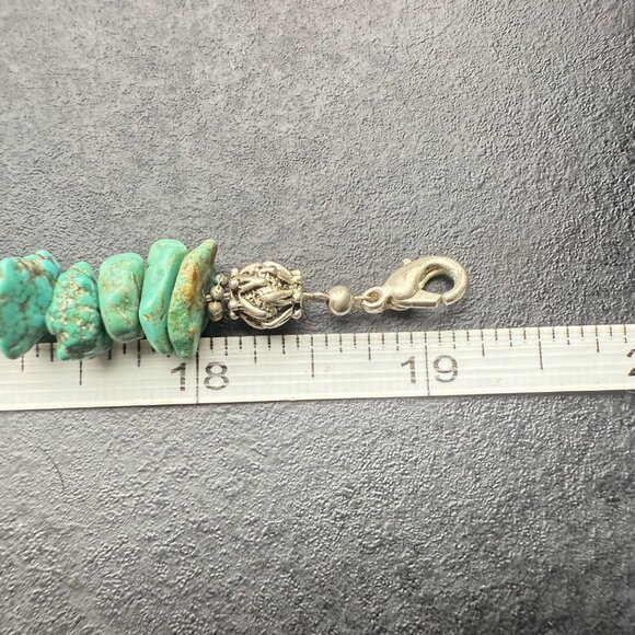 Handcrafted Turquoise Beaded Necklace With Pendant Silver Tone Accents - Picture 6 of 7